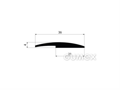 Pryžový profil tvarový, 4x36mm, 70°ShA, EPDM, -40°C/+100°C, černý